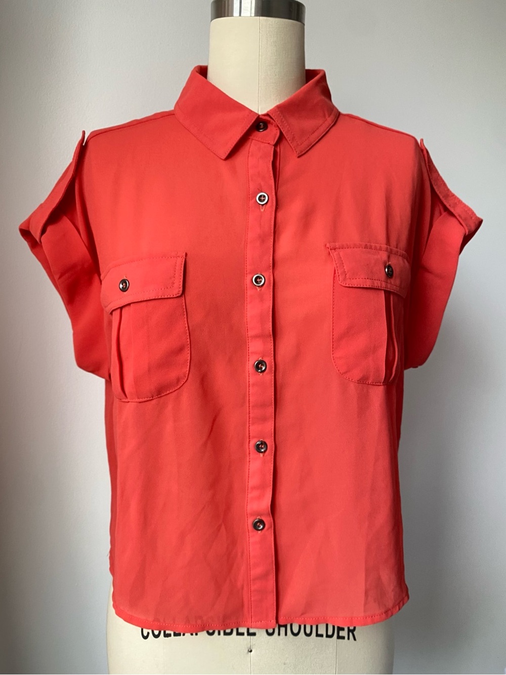 Forever 21 Coral Utility Button-Up Top - Early 2010s Vintage Style
